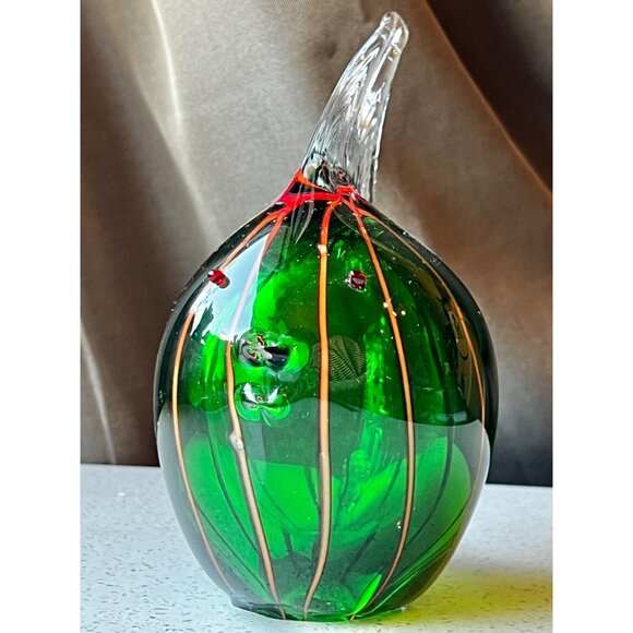 Murano Hand Blown Glass Fish Figurine Green Red & Clear Art Decor with Repair - Picture 3 of 10